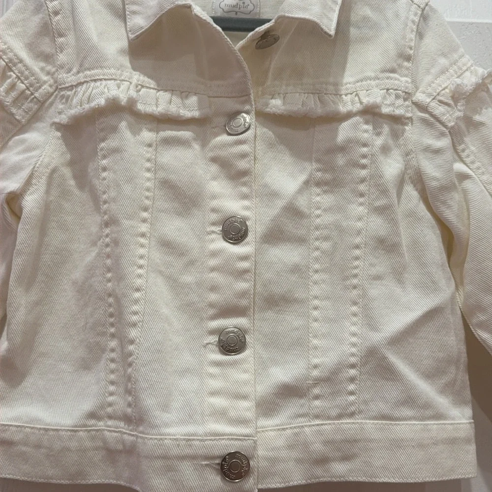Mudpie white denim jacket EUC 2T-3T